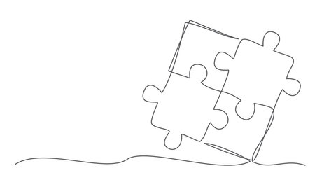 Puzzle One line drawing on white backgroundのイラスト素材
