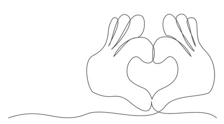 Valentine Day One line drawing isolated onのイラスト素材