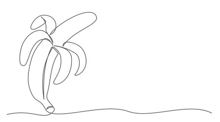 Banana One line drawing isolated on whiteのイラスト素材
