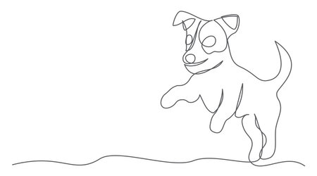 Dog One line drawing isolated on whiteのイラスト素材