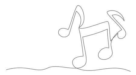 Music notes One line drawing isolated onのイラスト素材