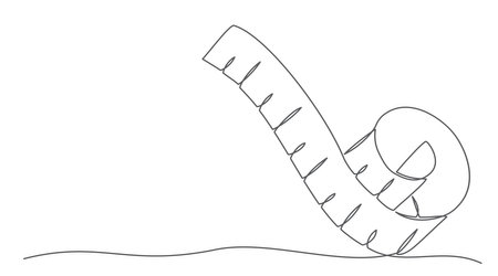 Tape measure One line drawing isolated onのイラスト素材