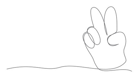 Victory One line drawing isolated on whiteのイラスト素材