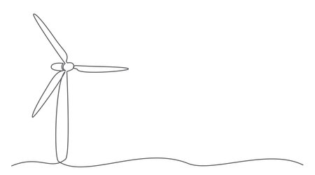 Wind turbine One line drawing isolated onのイラスト素材