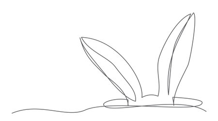 Easter Rabbit One line drawing isolated onのイラスト素材