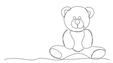Teddy bear One line drawing isolated onのイラスト素材