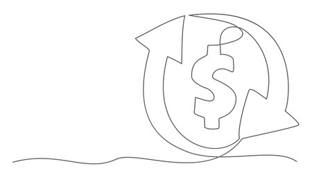 Exchange money One line drawing isolated onのイラスト素材