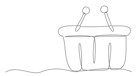 Shopping One line drawing isolated on whiteのイラスト素材