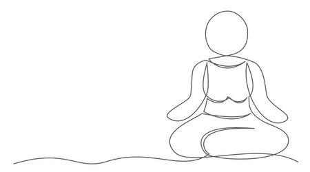 Yoga One line drawing isolated on whiteのイラスト素材