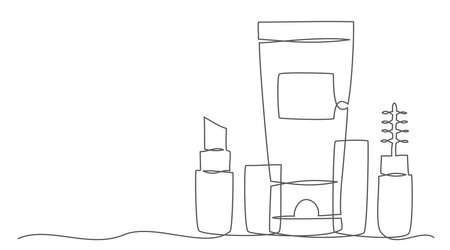 Cosmetic One line drawing isolated on whiteのイラスト素材