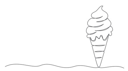 Ice cream One line drawing isolated onのイラスト素材