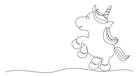 Unicorn One line drawing isolated on whiteのイラスト素材