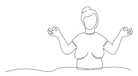 Meditation One line drawing isolated on whiteのイラスト素材