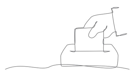 Vote One line drawing isolated on whiteのイラスト素材