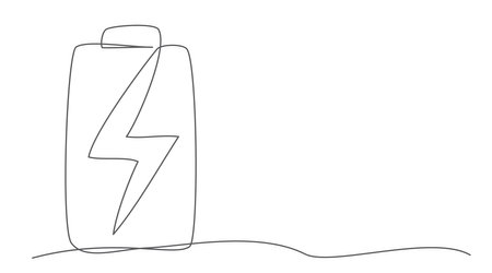 Battery One line drawing isolated on whiteのイラスト素材