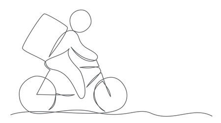 Delivery One line drawing isolated on whiteのイラスト素材