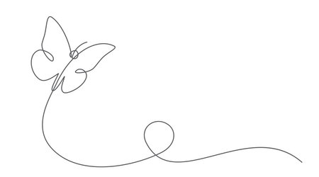 Butterfly One line drawing isolated on whiteのイラスト素材