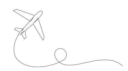 Airplane One line drawing isolated on whiteのイラスト素材