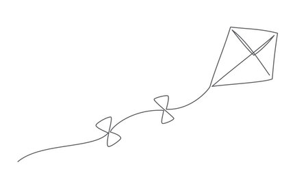Kite One line drawing isolated on whiteのイラスト素材