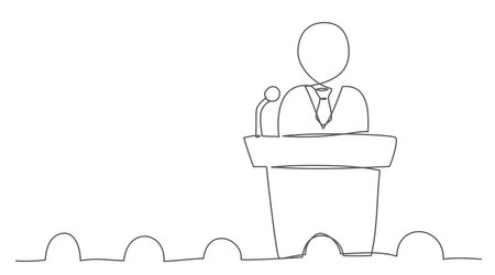 Conference One line drawing on white backgroundのイラスト素材