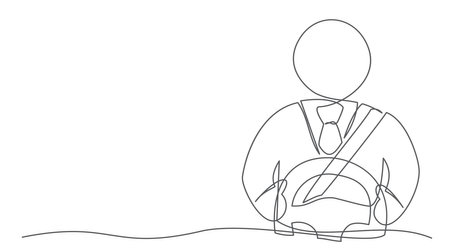 Car driver One line drawing on whiteのイラスト素材