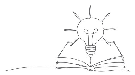 Knowledge One line drawing isolated on whiteのイラスト素材