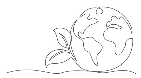 Earth One line drawing on white backgroundのイラスト素材