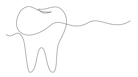 Tooth One line drawing on white backgroundのイラスト素材