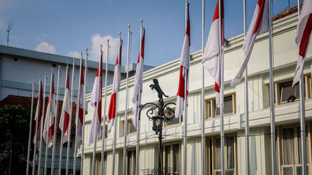 Indonesia Flag Braga Street Bandung Indonesia West Java