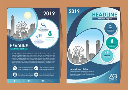 Business Brochure Background Design Template, Layout, Poster, Magazine, Annual Report, Book, Booklet with Building Image. Size Vector Design illustrationの写真素材