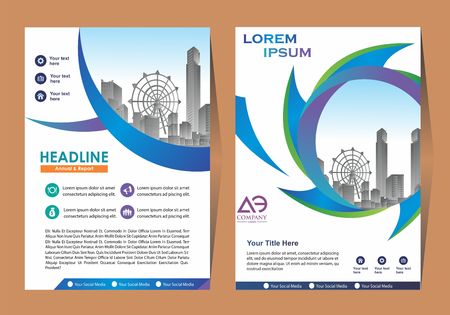 Business Brochure Background Design Template, Layout, Poster, Magazine, Annual Report, Book, Booklet with Building Image. Size Vector Design illustrationの写真素材
