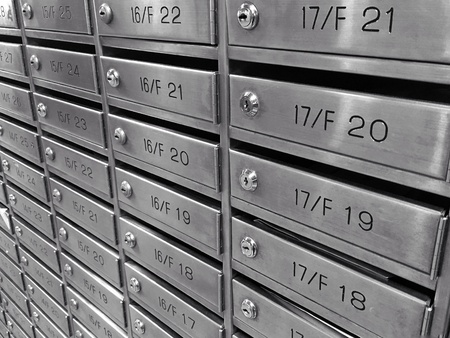 The rows of metal mailbox, letterbox at the residence.の素材