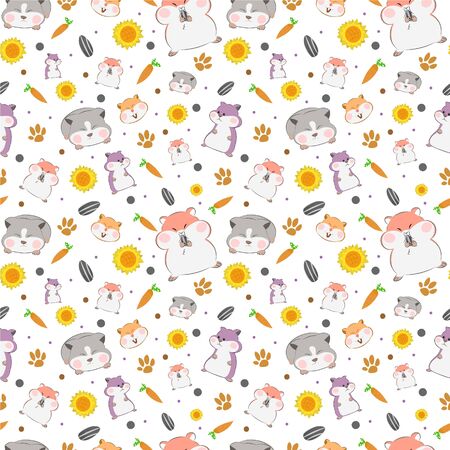 Cute hamsters seamless patternのイラスト素材