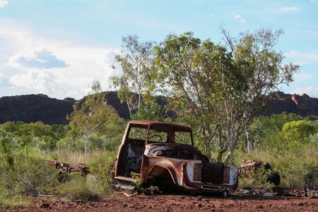 Rusty car wreckの写真素材