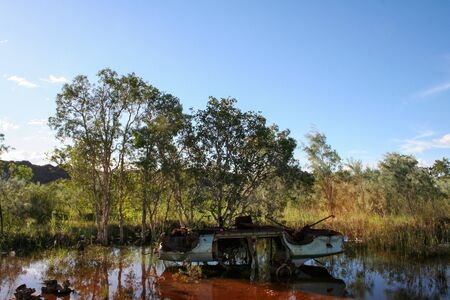 Old rusty car wreckの写真素材
