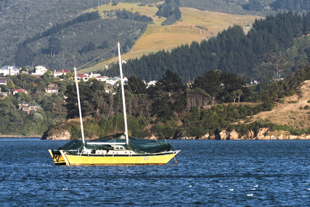boat sailing on the lake on a beautiful sunny dayのeditorial素材