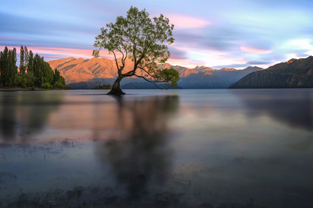 The beautiful Lake Wanaka on New Zealand's South Islandの写真素材