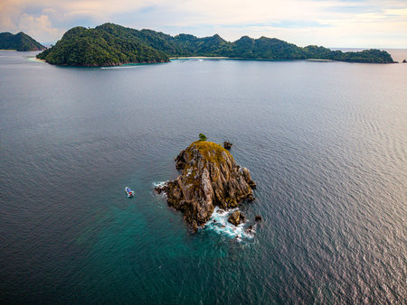 View of isolate beach locate away and less of tourist, island in  silent, quiet from the tourist visiting, Southern part of Thailandの写真素材