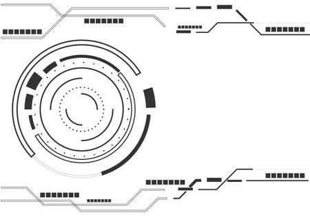 Black and white abstract technology background. Futuristic digital innovation. Data flow process.のイラスト素材