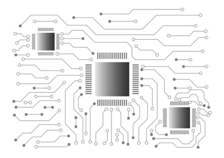 High technology concept. Grey circuit board on white background. Technology banner, electric model, creative idea.のイラスト素材