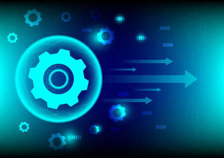 Innovation and business technology concept. Gear on blue technology abstract background.の写真素材