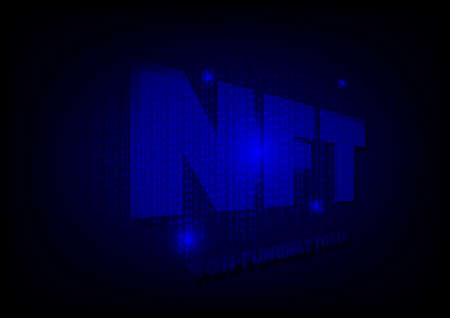 NFT non-fungible tokens concept. cryptocurrency, blockchain, unique digital item on dark background. crypto art and digital assets in the future.の写真素材