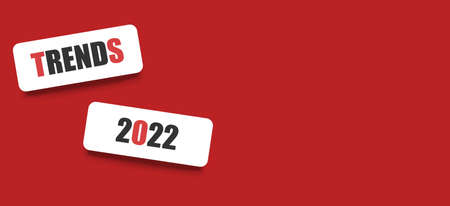 2022 trends on a red background. Business strategy and creative idea.