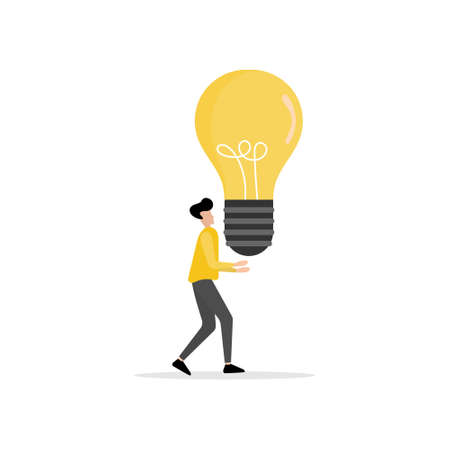 Idea and creative concept. Smart businessmen hold light bulbs for opportunities, search for new solutions, and direction of development. A new business idea of leadership.のイラスト素材