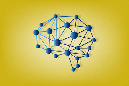 Creative and idea concept. Brain on yellow background or banner for design.