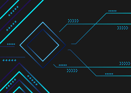Hi-tech with a square shape and line on black abstract background.  Futuristic communication and connection concept. cyberspace, and digital innovation.のイラスト素材