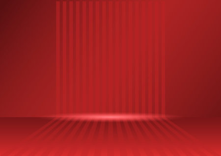 Red empty room studio wall with light and shadow texture abstract background. The minimal scene for mockup product display presentation.  Showcase.のイラスト素材