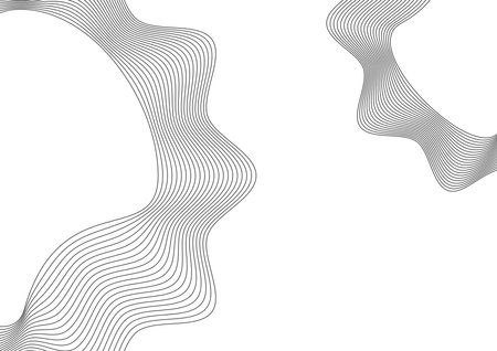 Abstract black waving and curve line technology on white  Background.  For backdrop, book cover or banner. Science, sound and hi-tech.のイラスト素材