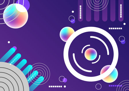 Hi-tech circle shapes on a blue abstract background.  Futuristic communication and connection concept. Cyberspace, and digital innovation, computer algorithm.のイラスト素材