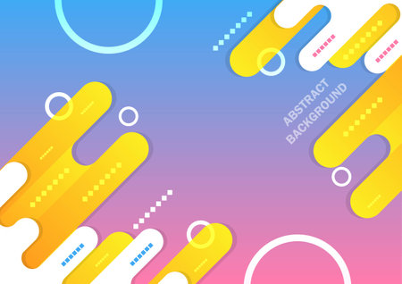 Yellow and white round rectangular on pink, and blue abstract background. For cover book, web, presentation, and card.のイラスト素材